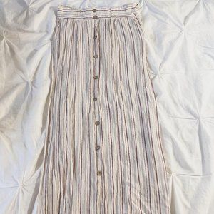 Button down Striped Maxi Skirt